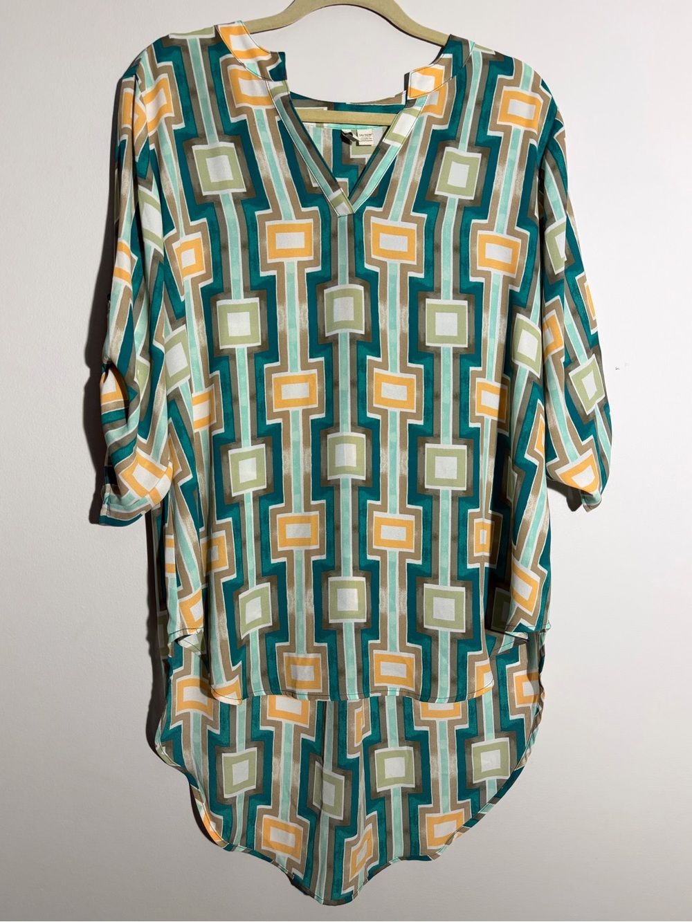Cato Women's High  Green &  Yellow Print Blouse - Size 14/16